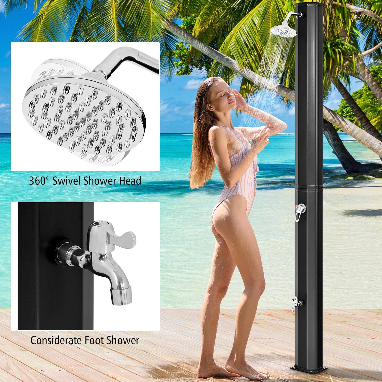 Adjustable Outdoor Solar Heating Shower Head