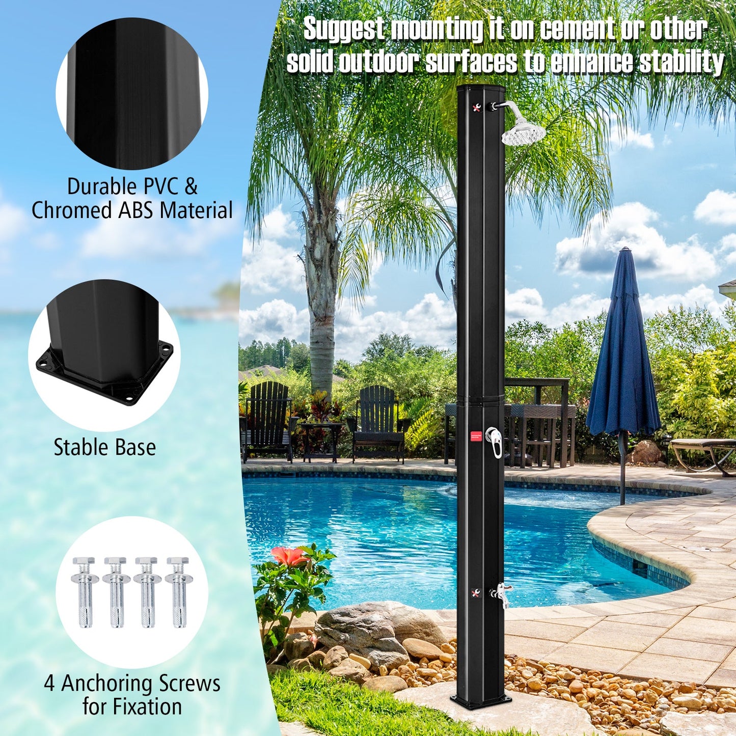 Adjustable Outdoor Solar Heating Shower Head