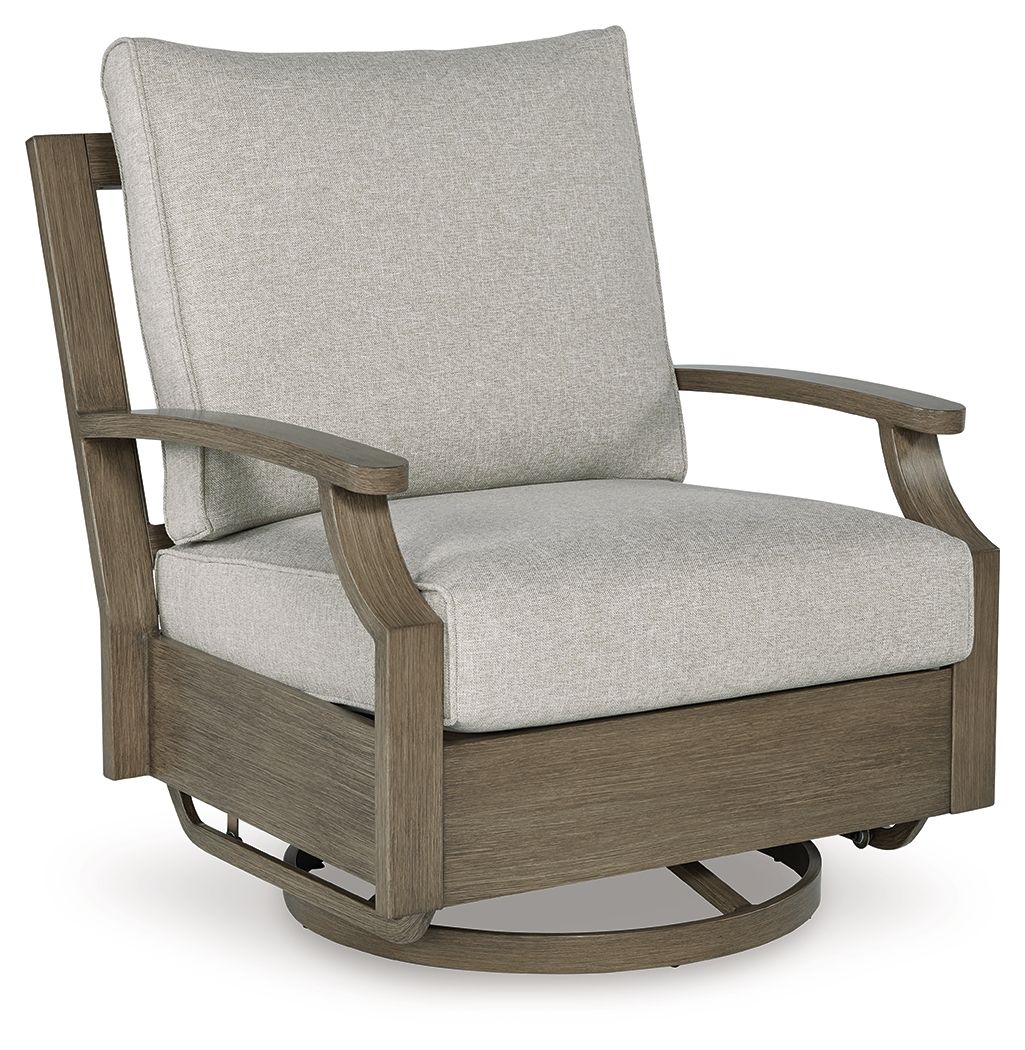 Swivel Glider Chair With Cushion - Brown / Beige