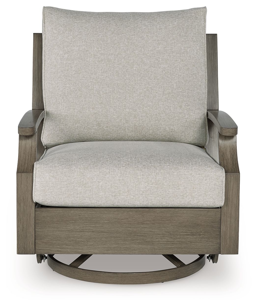 Swivel Glider Chair With Cushion - Brown / Beige
