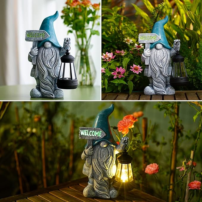 Welcome Gnomes with Solar Lantern