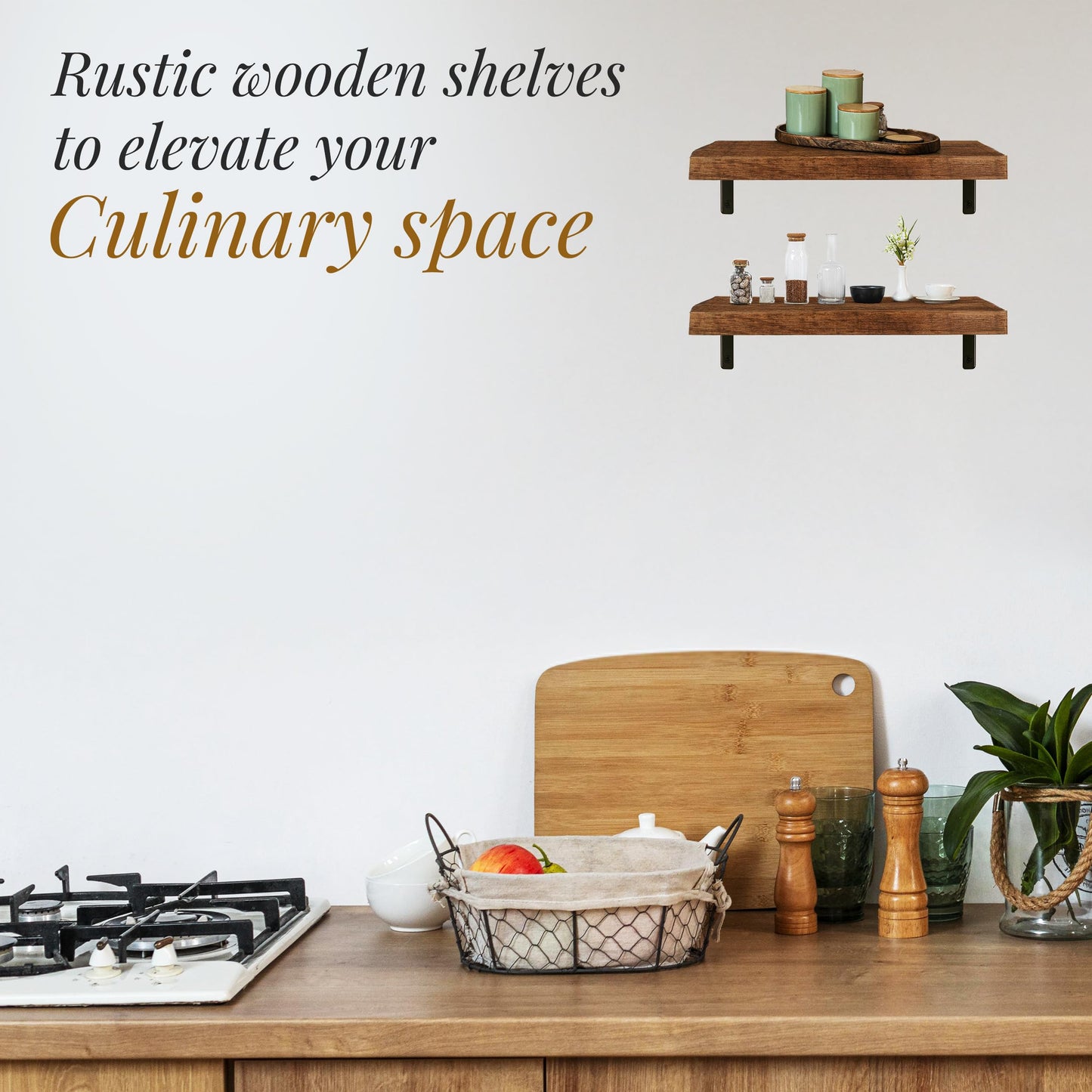 Floating Shelves for Wall – Solid Wood Rustic Hanging Shelves