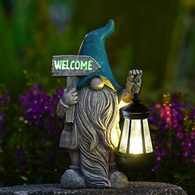Welcome Gnomes with Solar Lantern