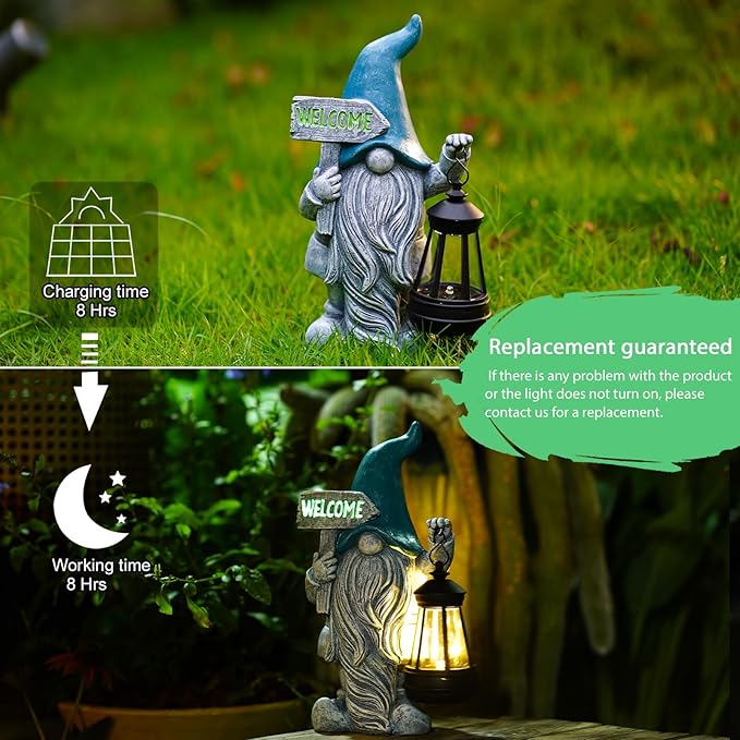 Welcome Gnomes with Solar Lantern