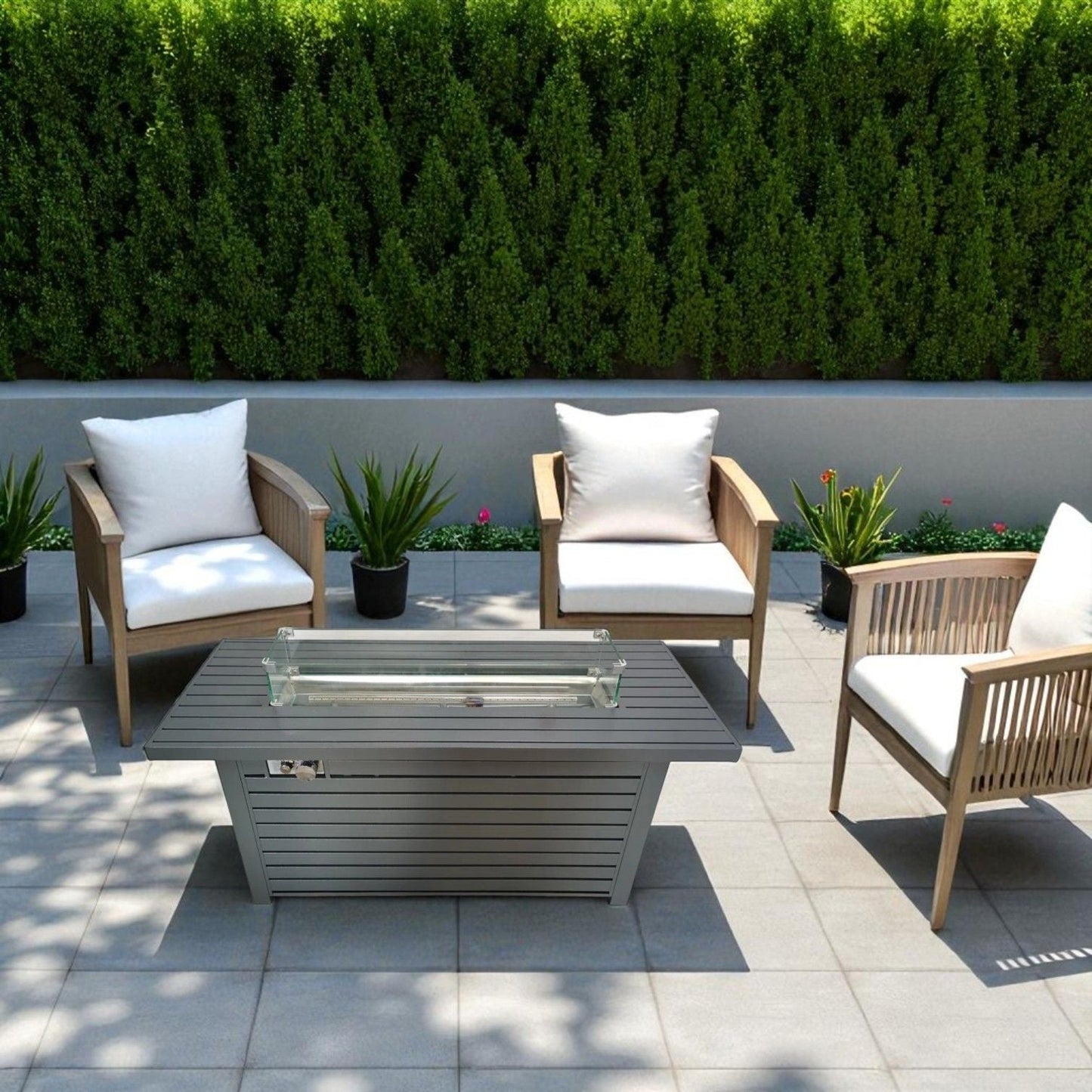 Outdoor Gas Fire Pit Table - Gray