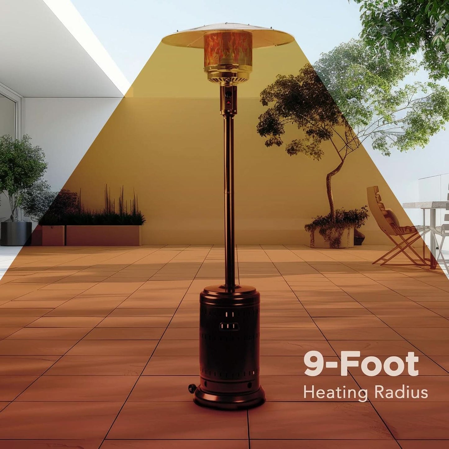 Outdoor Patio Heater w/ Wheels Bronze 46K BTU
