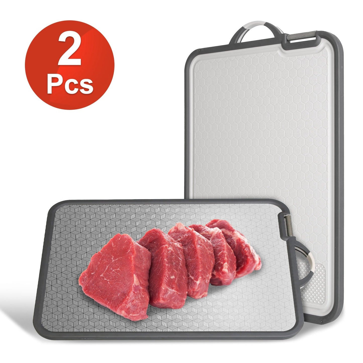 2Pcs Double Sided Cutting Board Stainless Steel PP Chopping Board