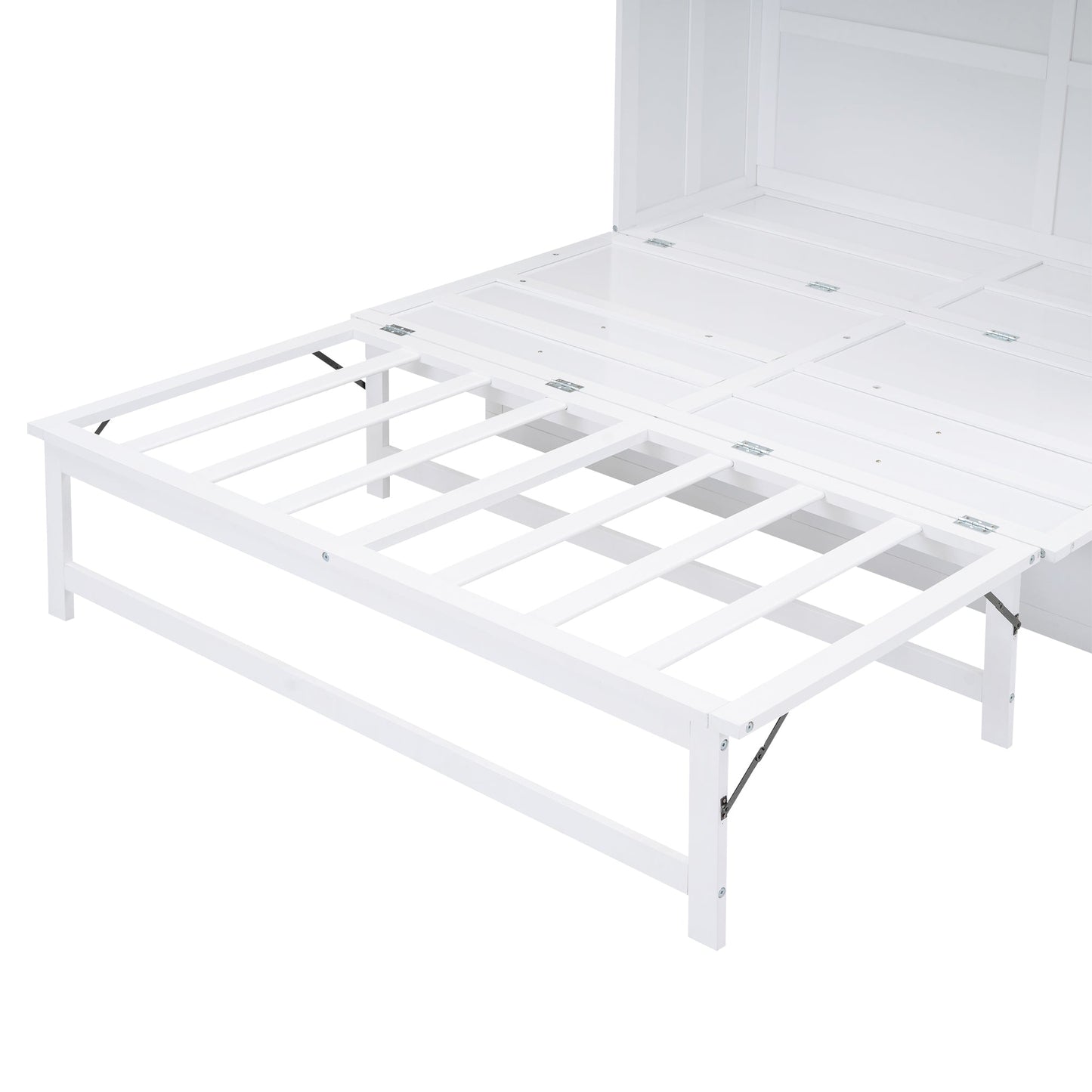 Queen Murphy Bed w/ Built-In Charging Station & a Shelf  White