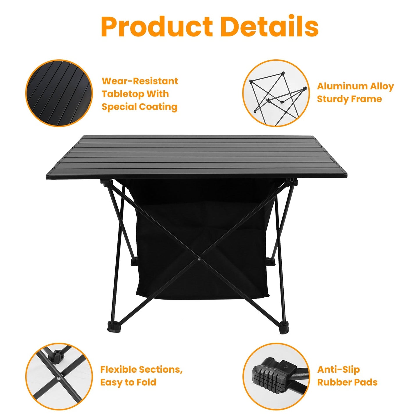Foldable Camping Table With Storage