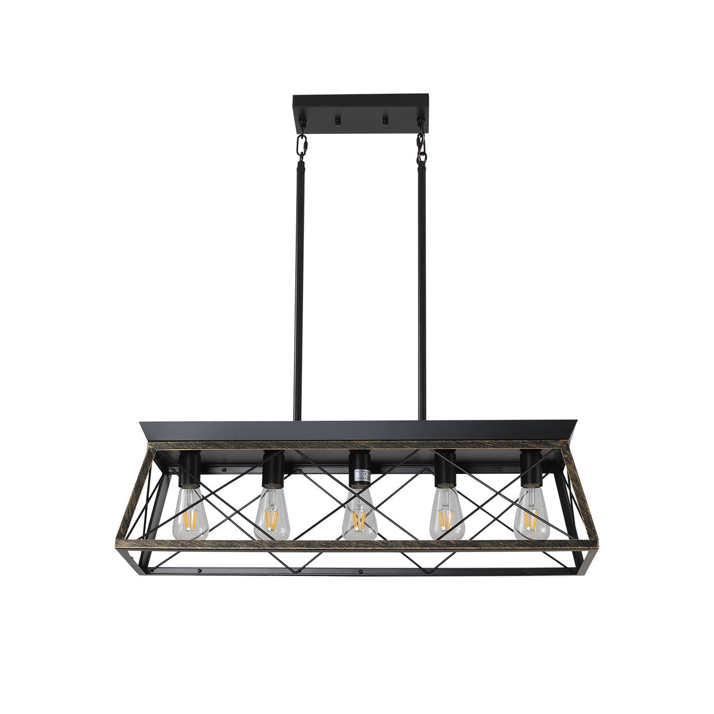 5-Light Farmhouse  Modern Rectangular Island Lights (No Bulbs)