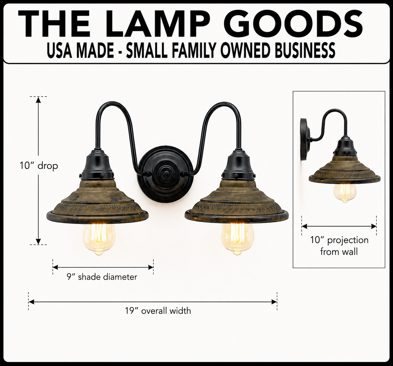 DOUBLE Rustic Farmhouse Wall Light Fixture