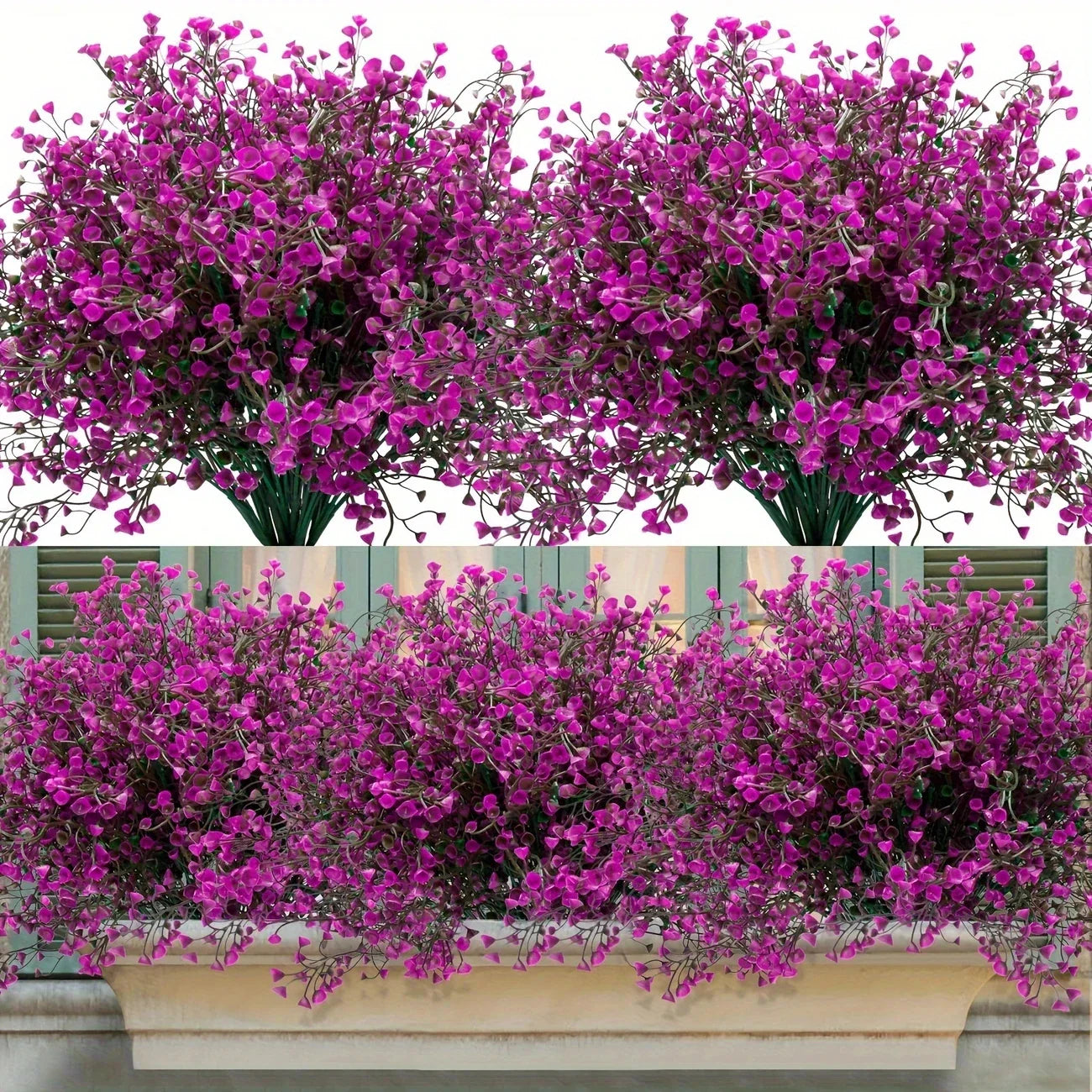 12 Bunches Outdoor Artificial Flowers UV Resistant Plastic