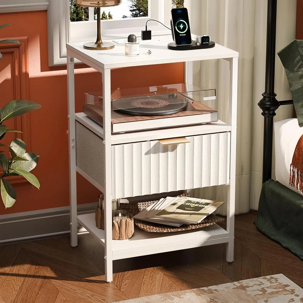 Night Stand w/Charging Station & Led Light, 19" W