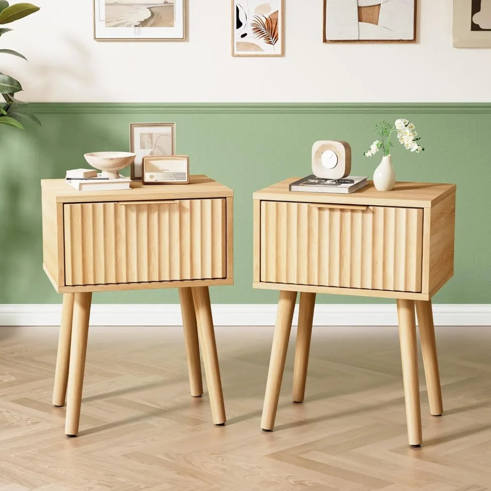 Night Stand w/Charging Station & Led Light, 19" W