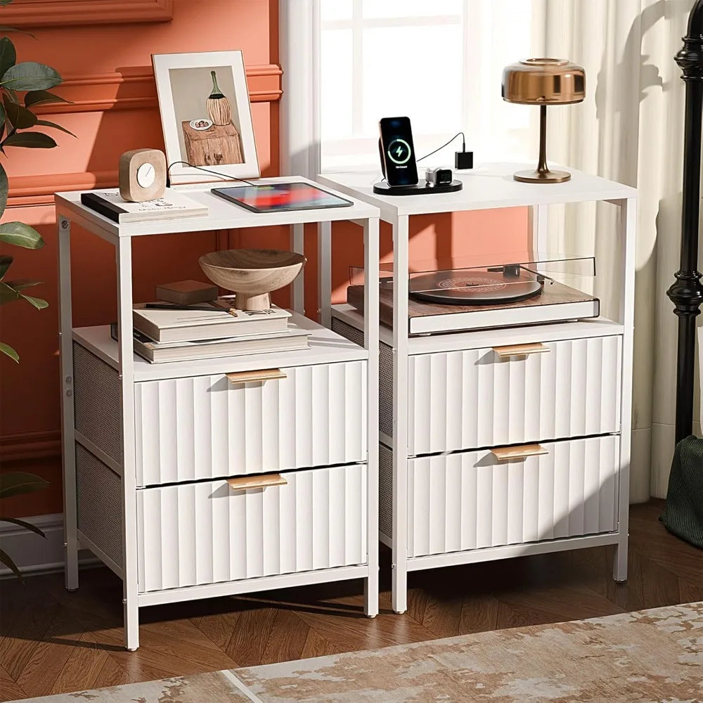 Night Stand w/Charging Station & Led Light, 19" W