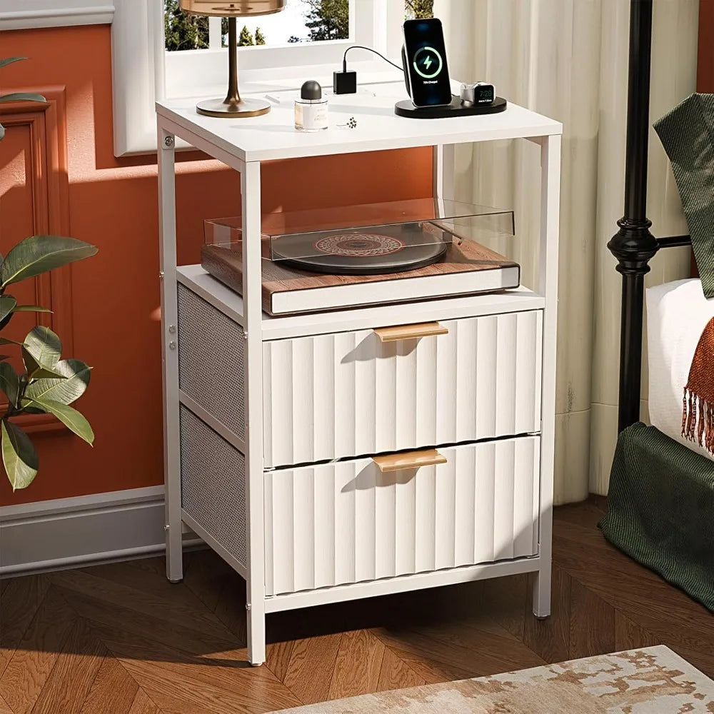 Night Stand w/Charging Station & Led Light, 19" W