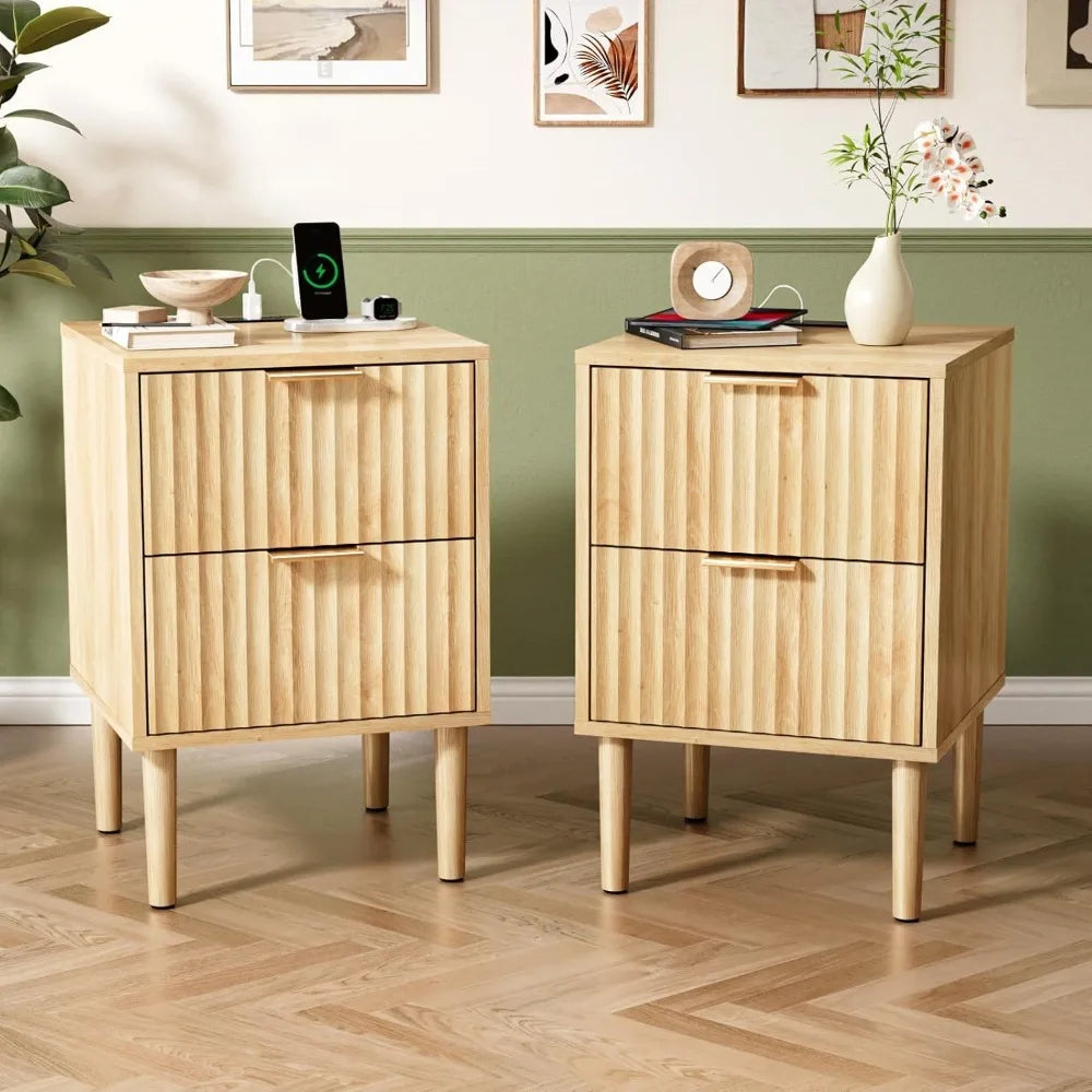 Night Stand w/Charging Station & Led Light, 19" W