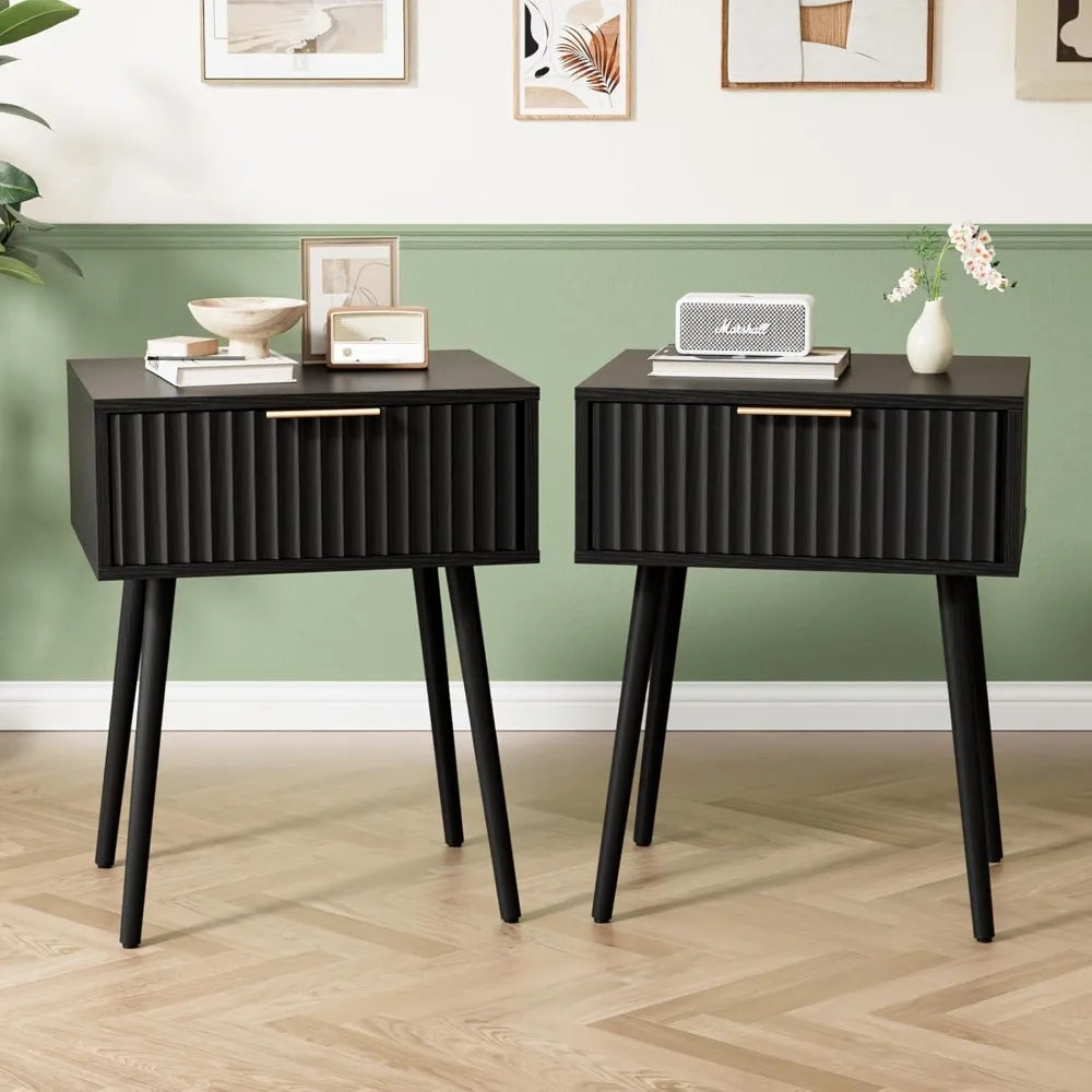 Night Stand w/Charging Station & Led Light, 19" W