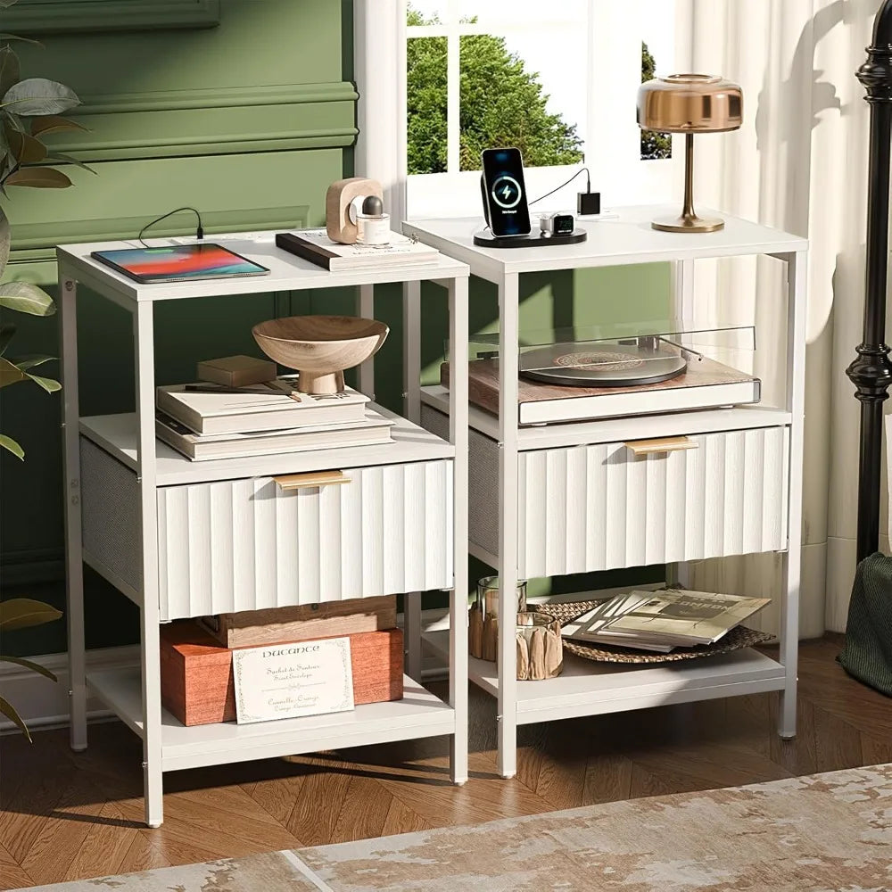 Night Stand w/Charging Station & Led Light, 19" W