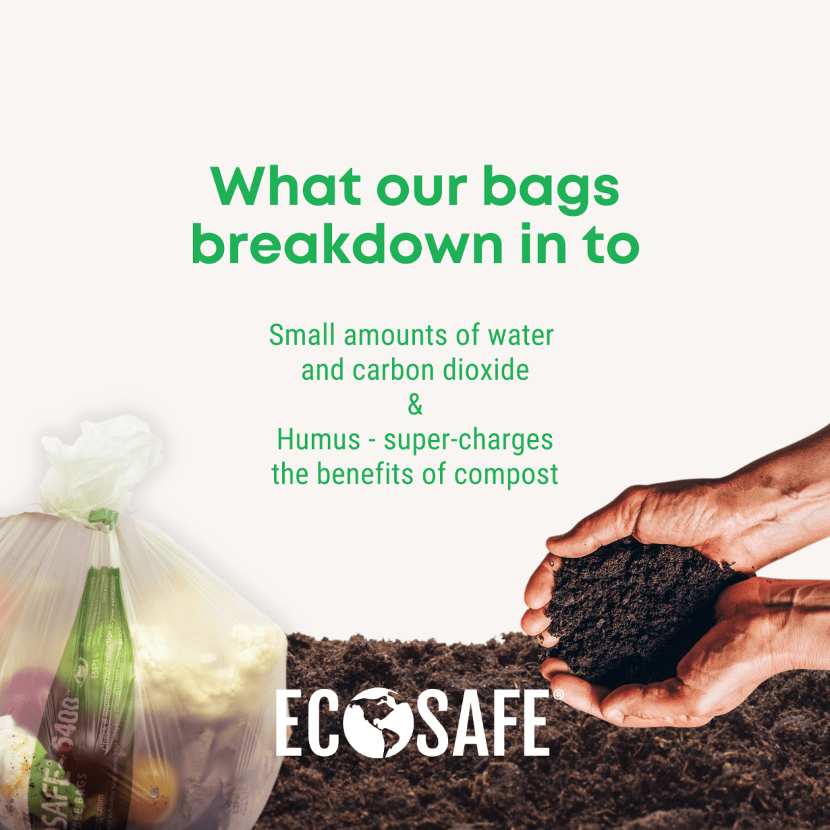 EcoSafe Zero Waste 2.5 Gal Compostable Bags 16x17 for Kitchen Caddies & Countertop Bins (QTY 720), BPI Certified, SKU HB1617-6