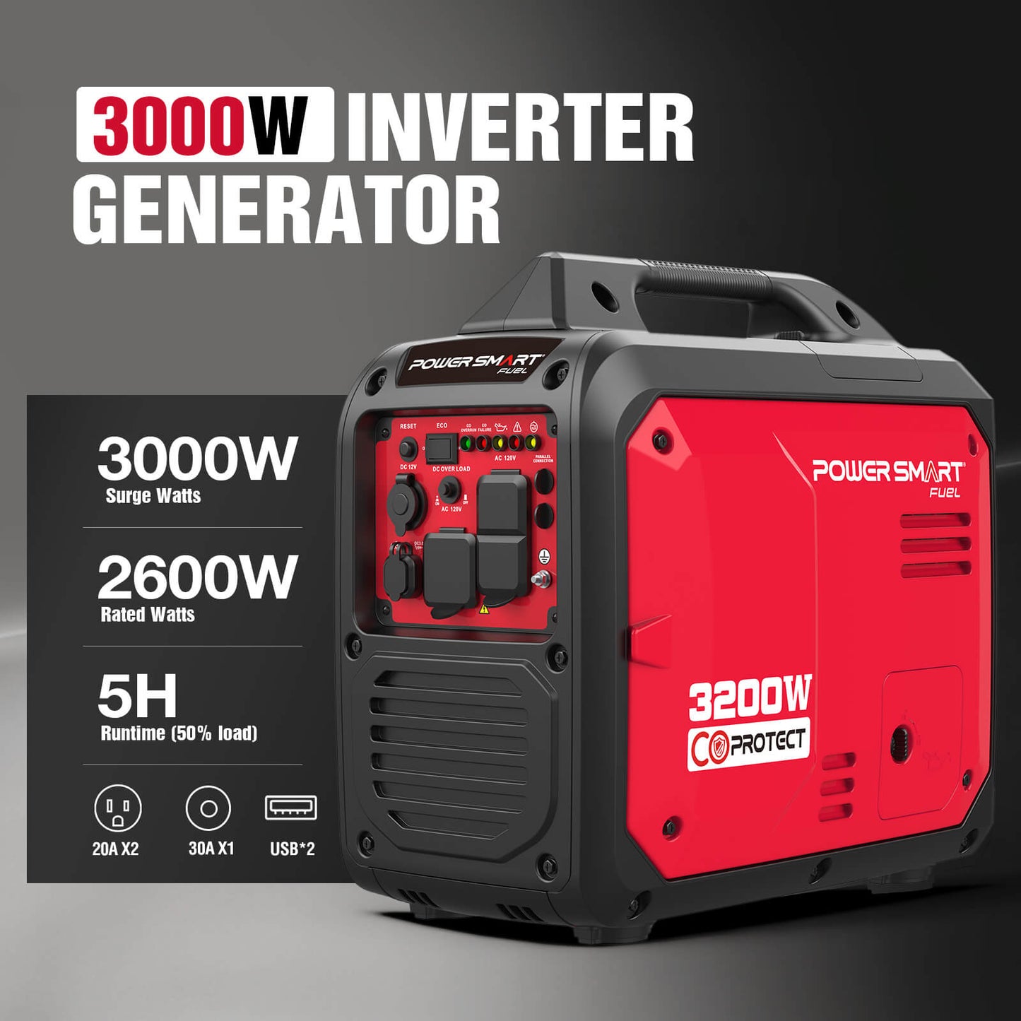 3000W Inverter Gas Generator w/ CO Alert