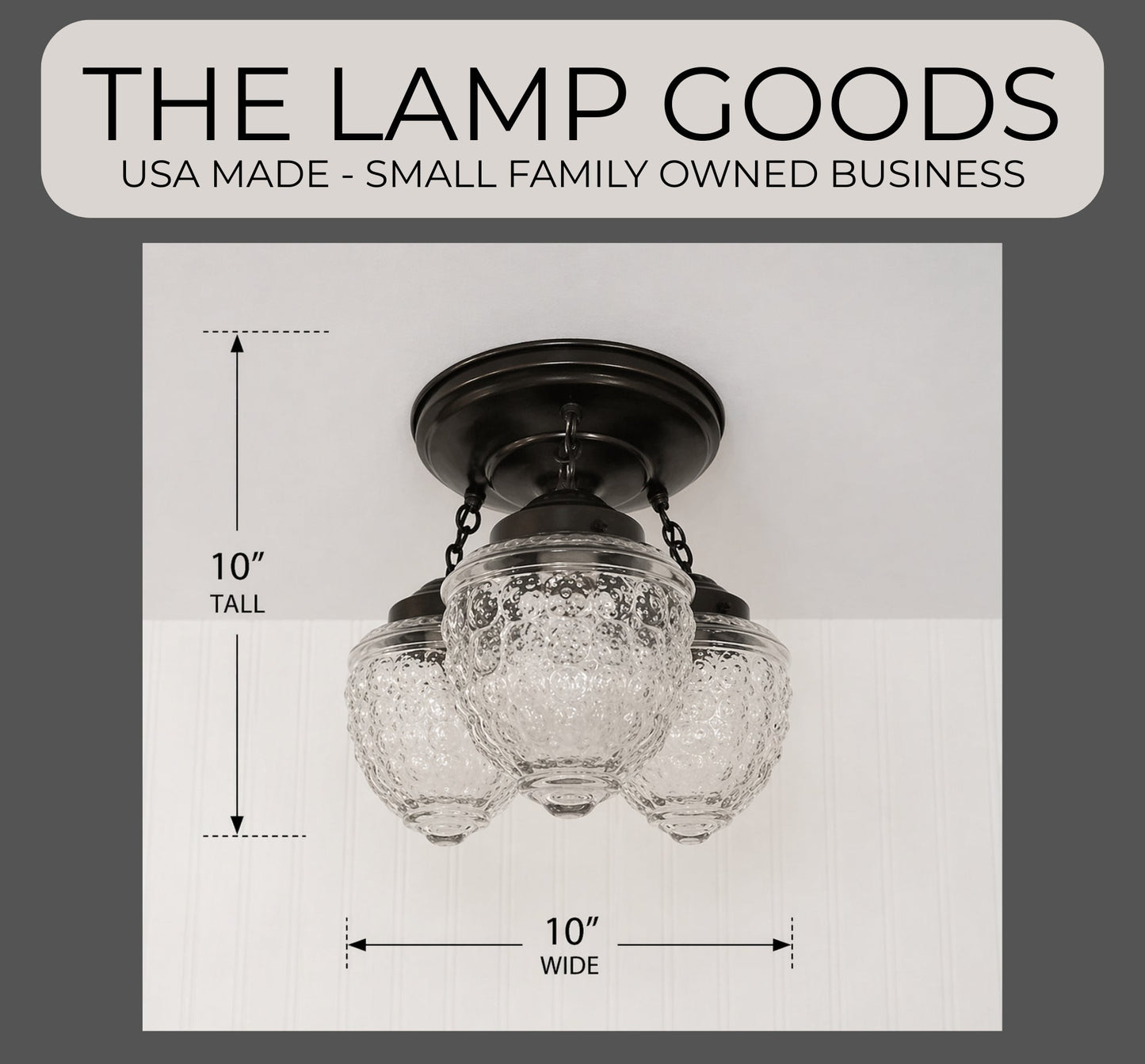 Antique Acorn Glass Ceiling Light 3 Light