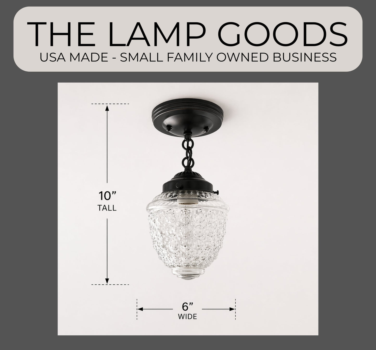 Antique Acorn Glass Ceiling Light 6″