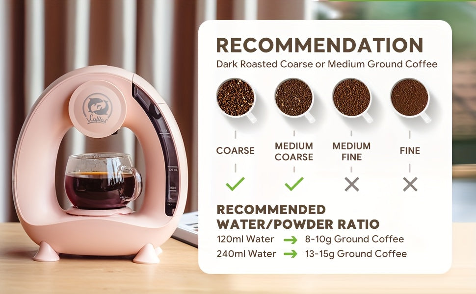 2 in 1 Coffee Maker K Cup & Ground Coffee Brewer 4-8 Cup Size