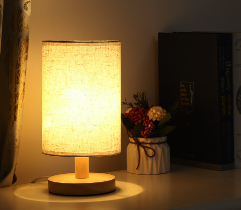 Linen Table Lamp LED Linen Night Lamp w/Warm White