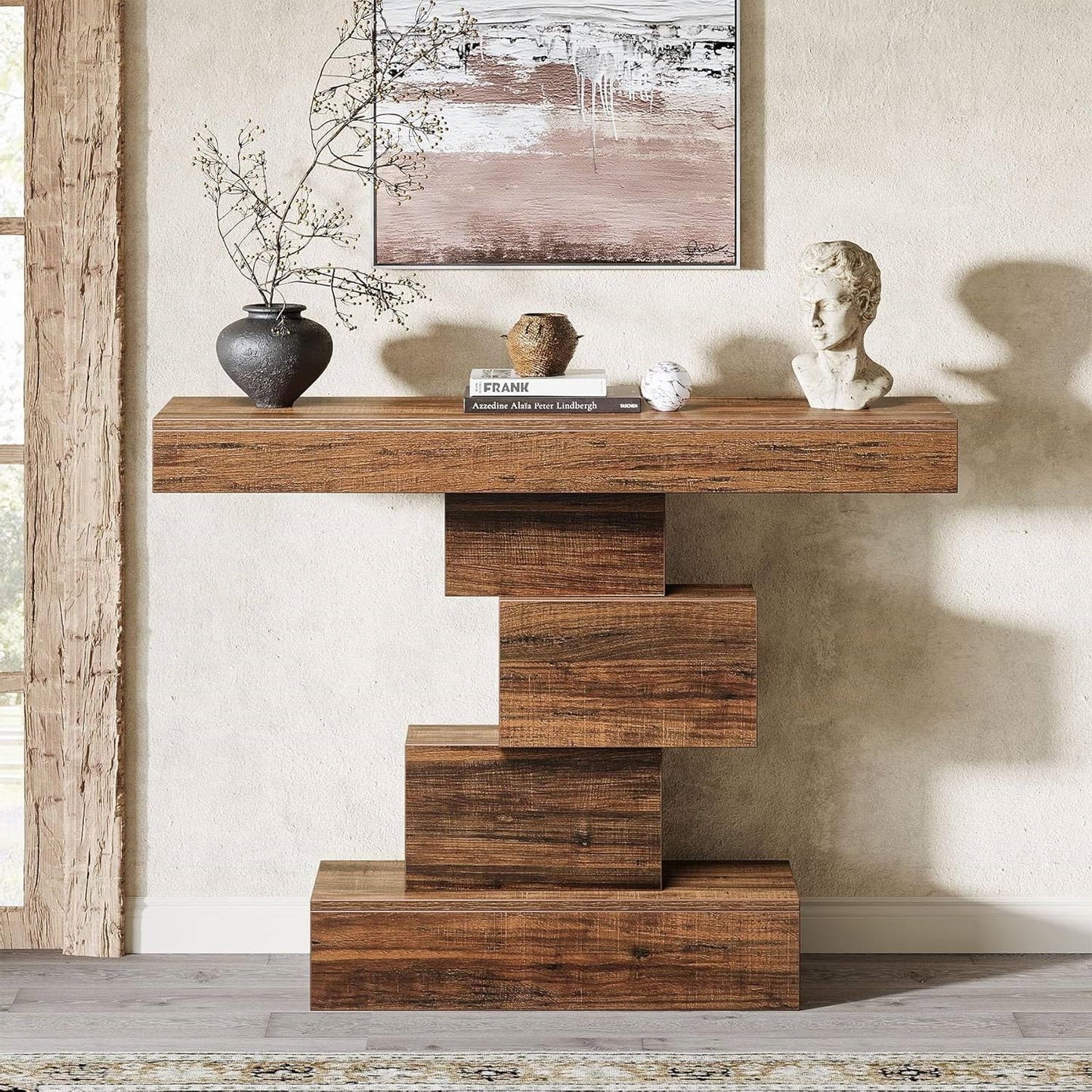 Modern Farmhouse 42" Console Accent Sofa Table in Rustic Brown Wood Finish