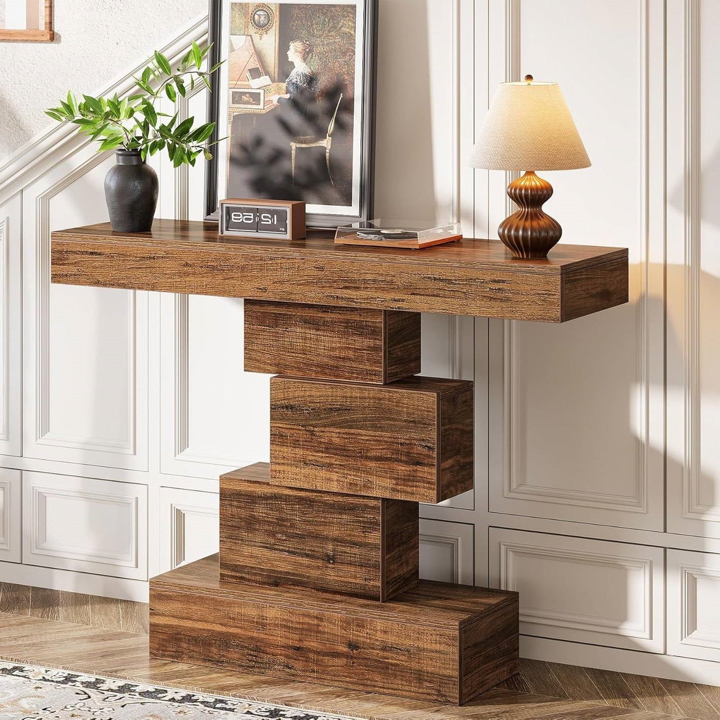 Modern Farmhouse 42" Console Accent Sofa Table in Rustic Brown Wood Finish