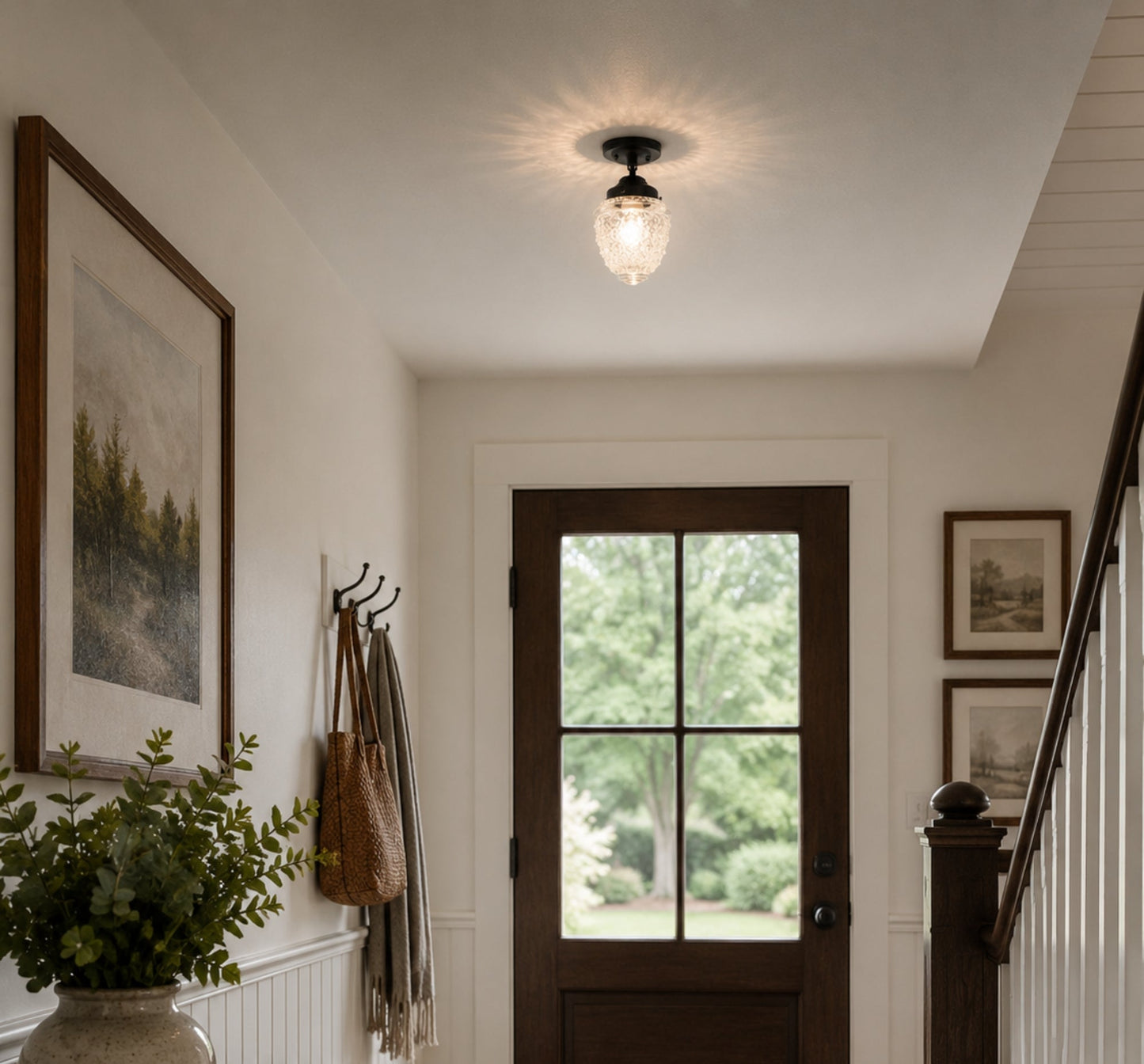 Antique Acorn Glass Ceiling Light 6″