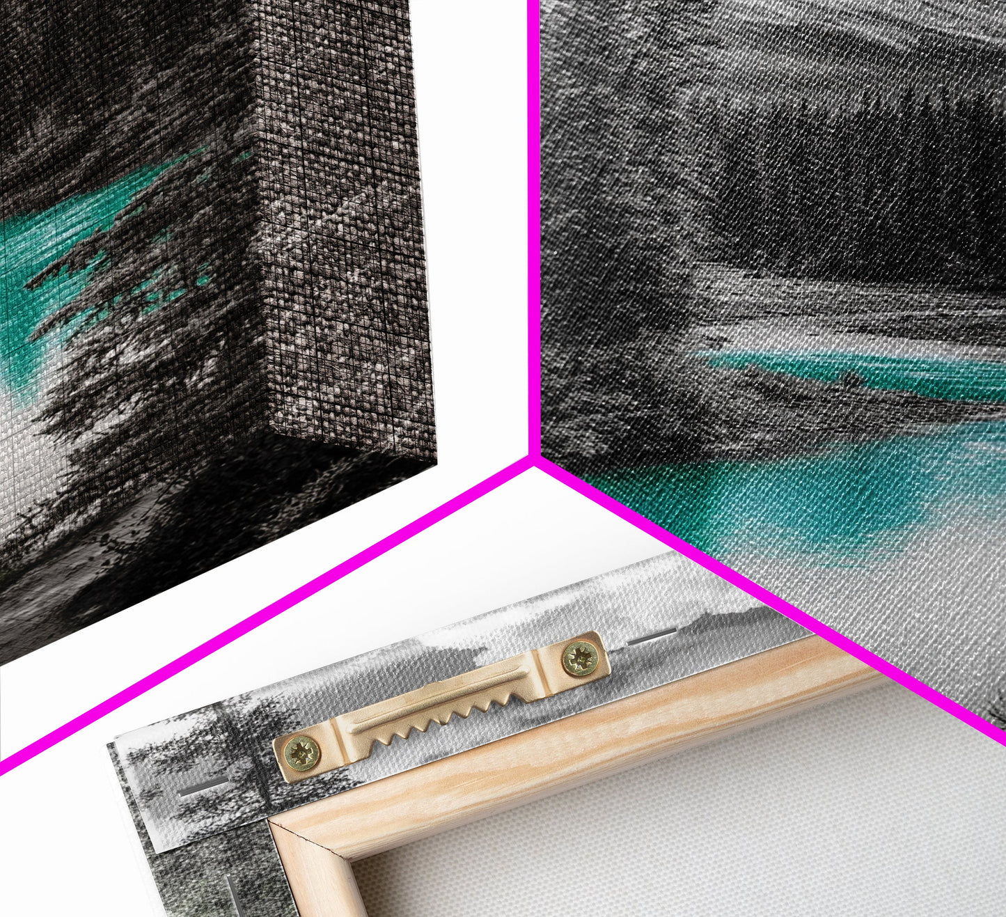 Mountain River, Turquoise Stream, Serene Minimal Landscape Decor