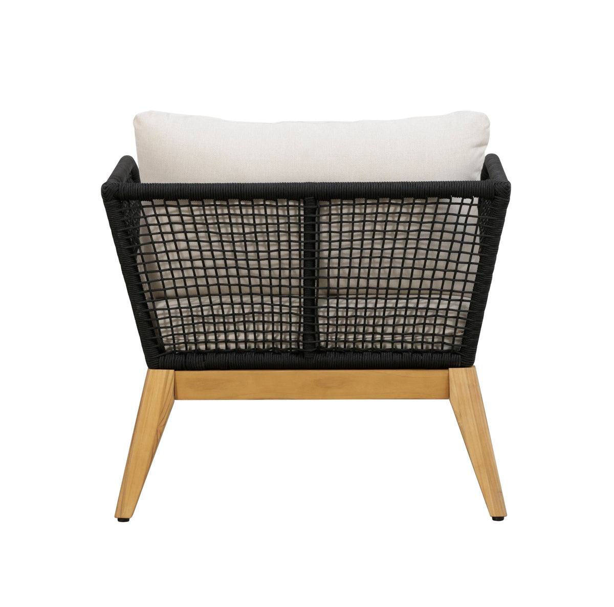 Cypress Teak Wood Outdoor Arm Chair with Black Rope Design