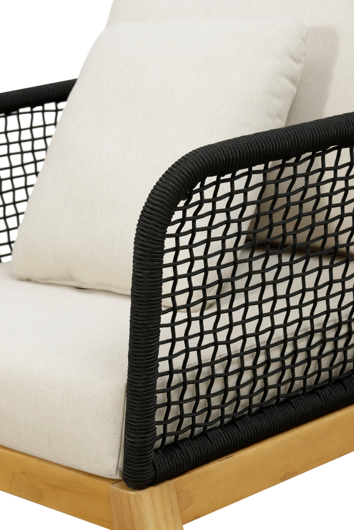 Cypress Teak Wood Outdoor Arm Chair with Black Rope Design