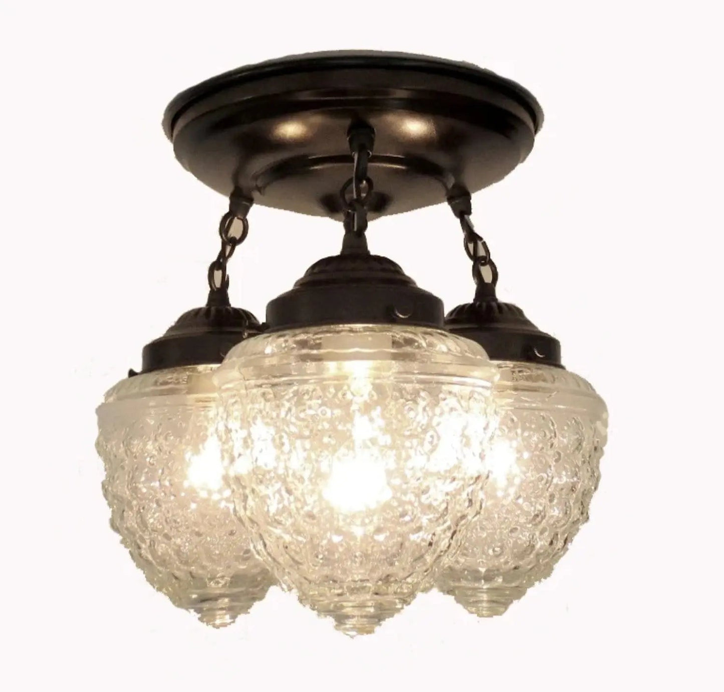 Antique Acorn Glass Ceiling Light 3 Light