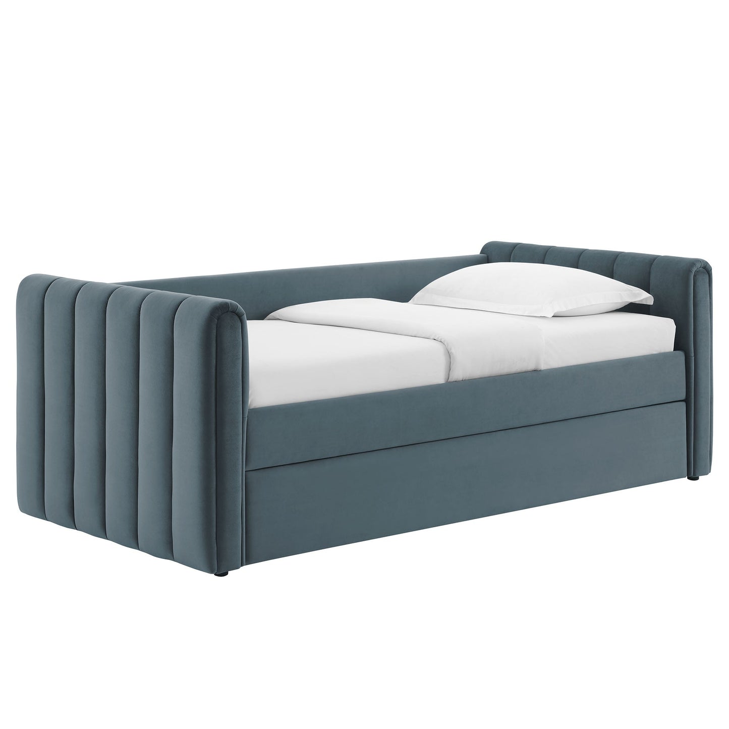 Veyla Channel Tufted Velvet Twin Daybed With Trundle