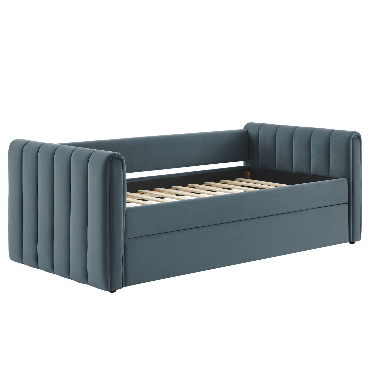 Veyla Channel Tufted Velvet Twin Daybed With Trundle