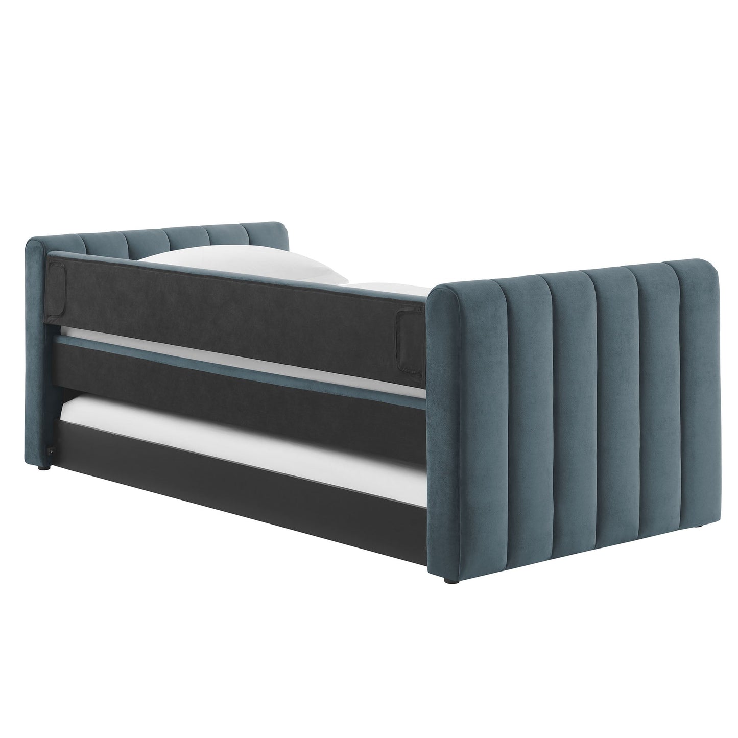 Veyla Channel Tufted Velvet Twin Daybed With Trundle