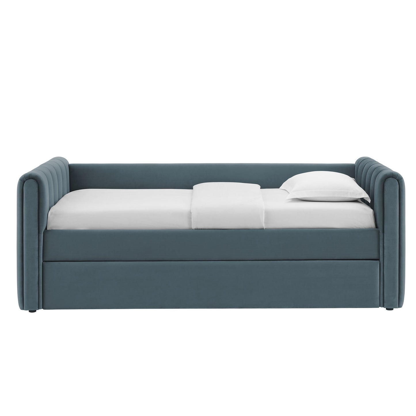 Veyla Channel Tufted Velvet Twin Daybed With Trundle