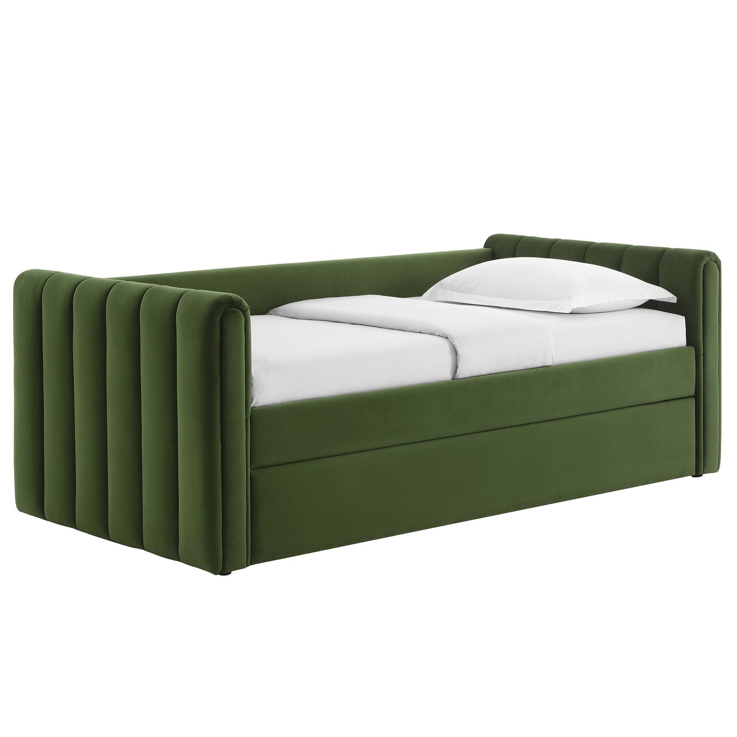 Veyla Channel Tufted Velvet Twin Daybed With Trundle