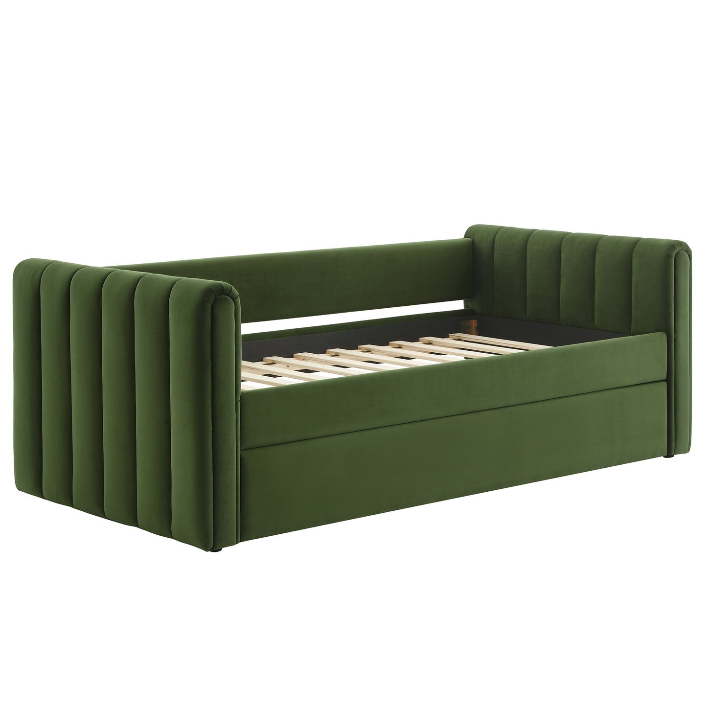 Veyla Channel Tufted Velvet Twin Daybed With Trundle