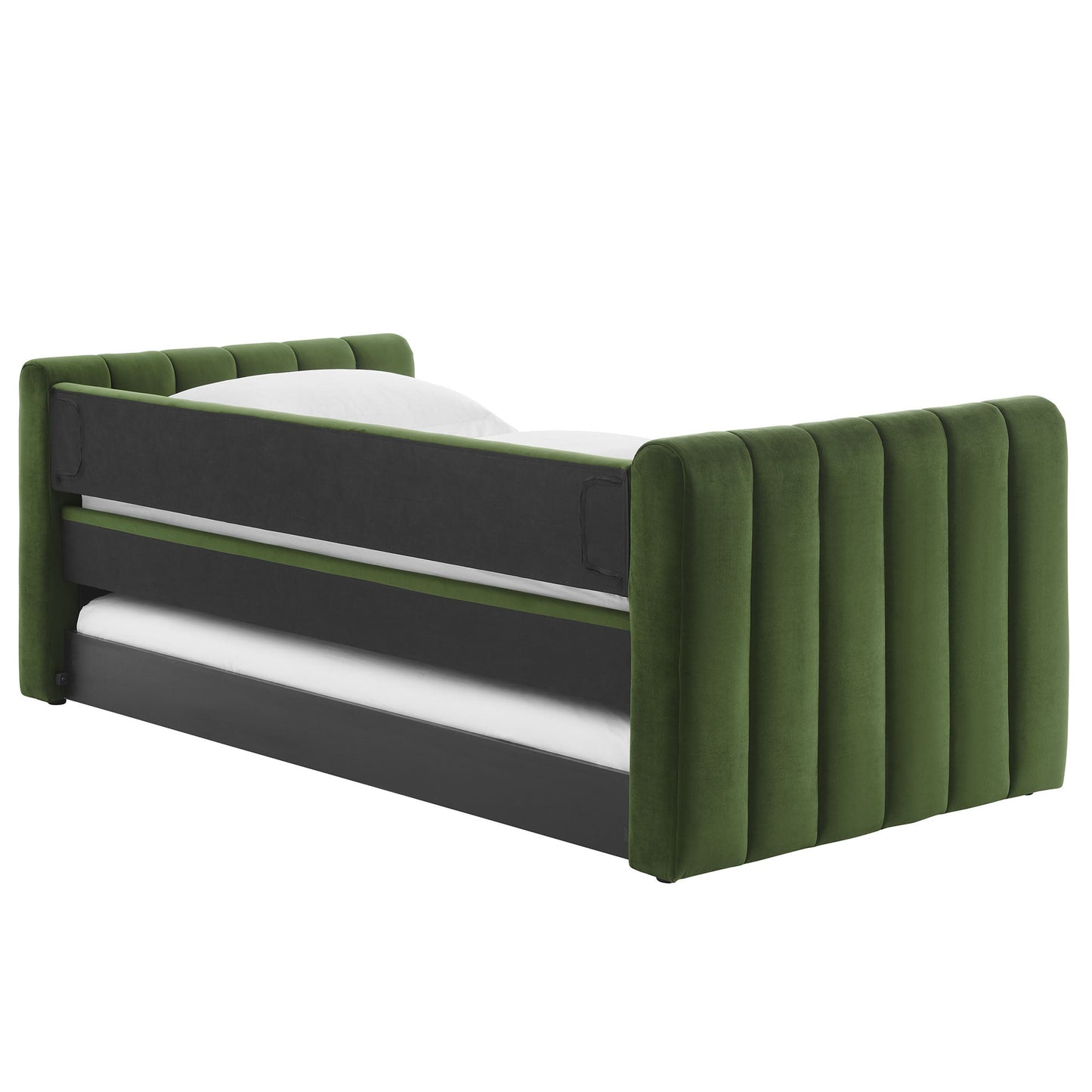 Veyla Channel Tufted Velvet Twin Daybed With Trundle
