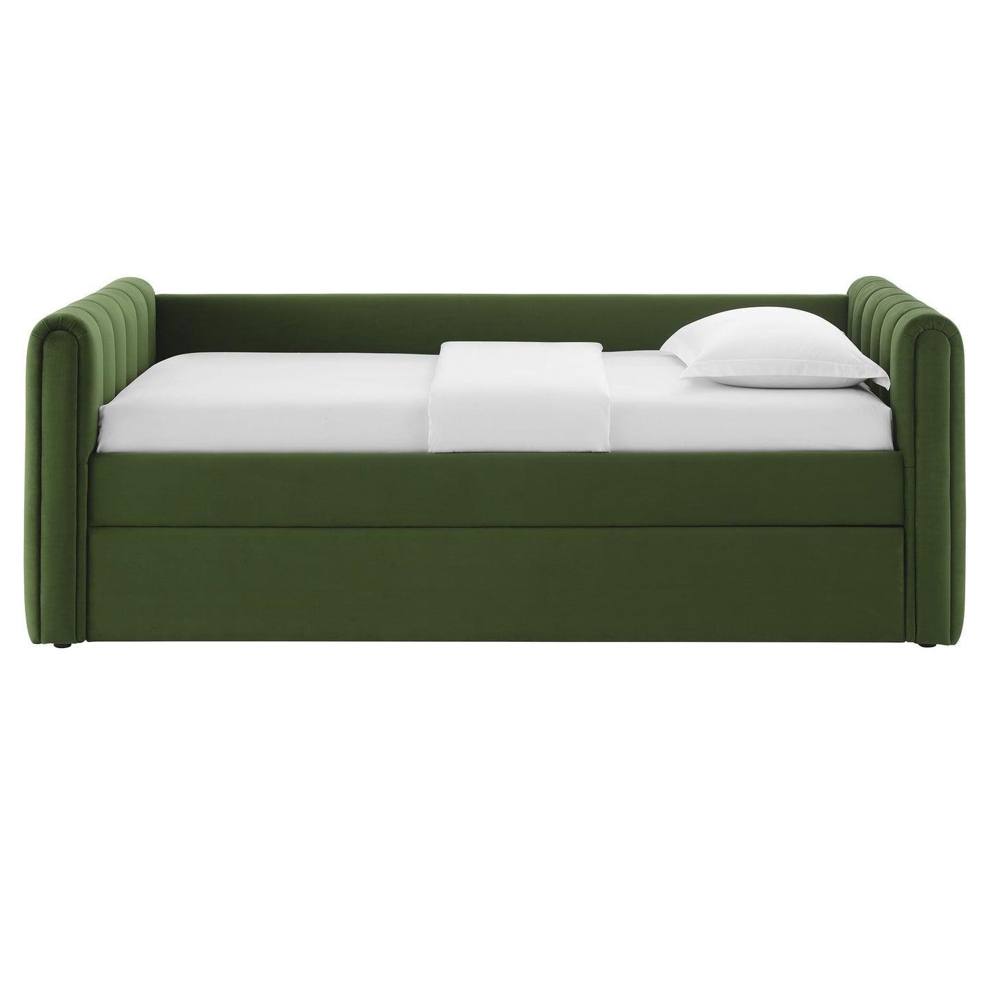 Veyla Channel Tufted Velvet Twin Daybed With Trundle