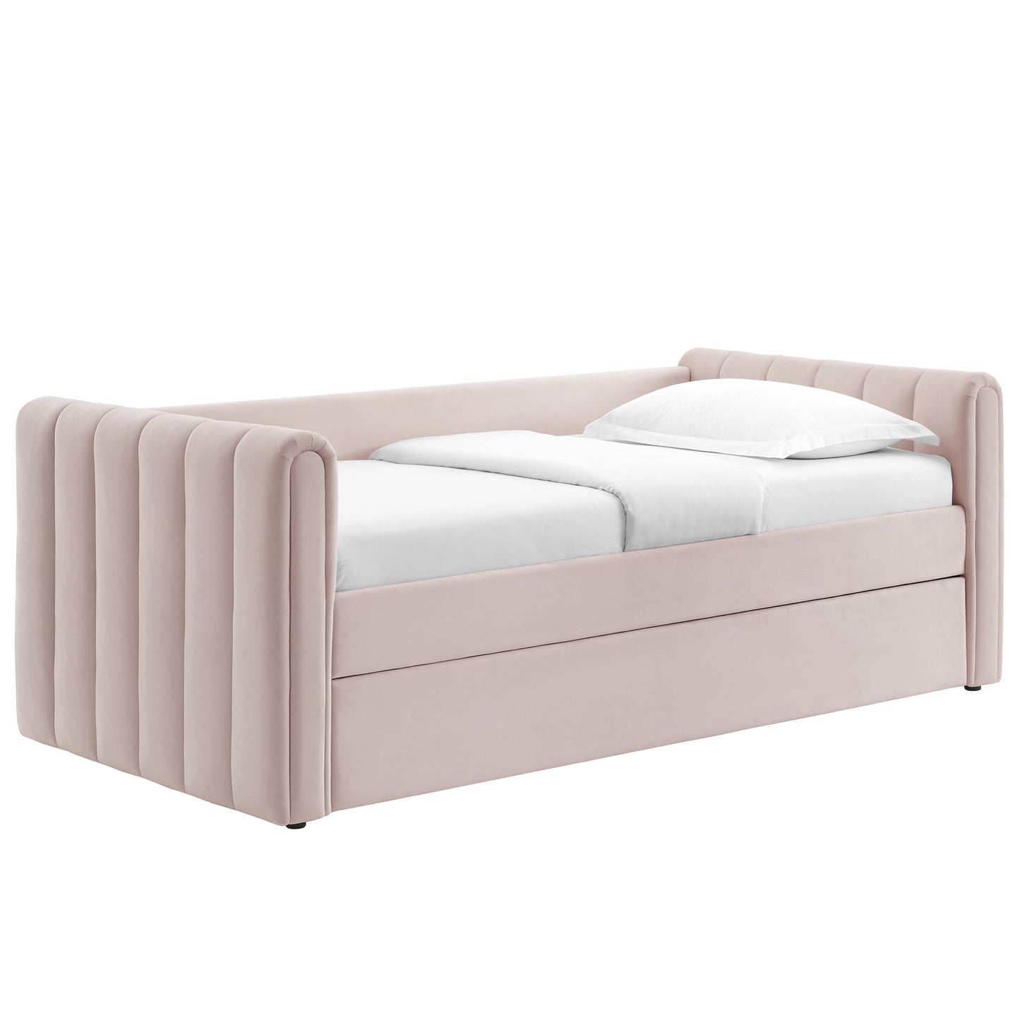 Veyla Channel Tufted Velvet Twin Daybed With Trundle