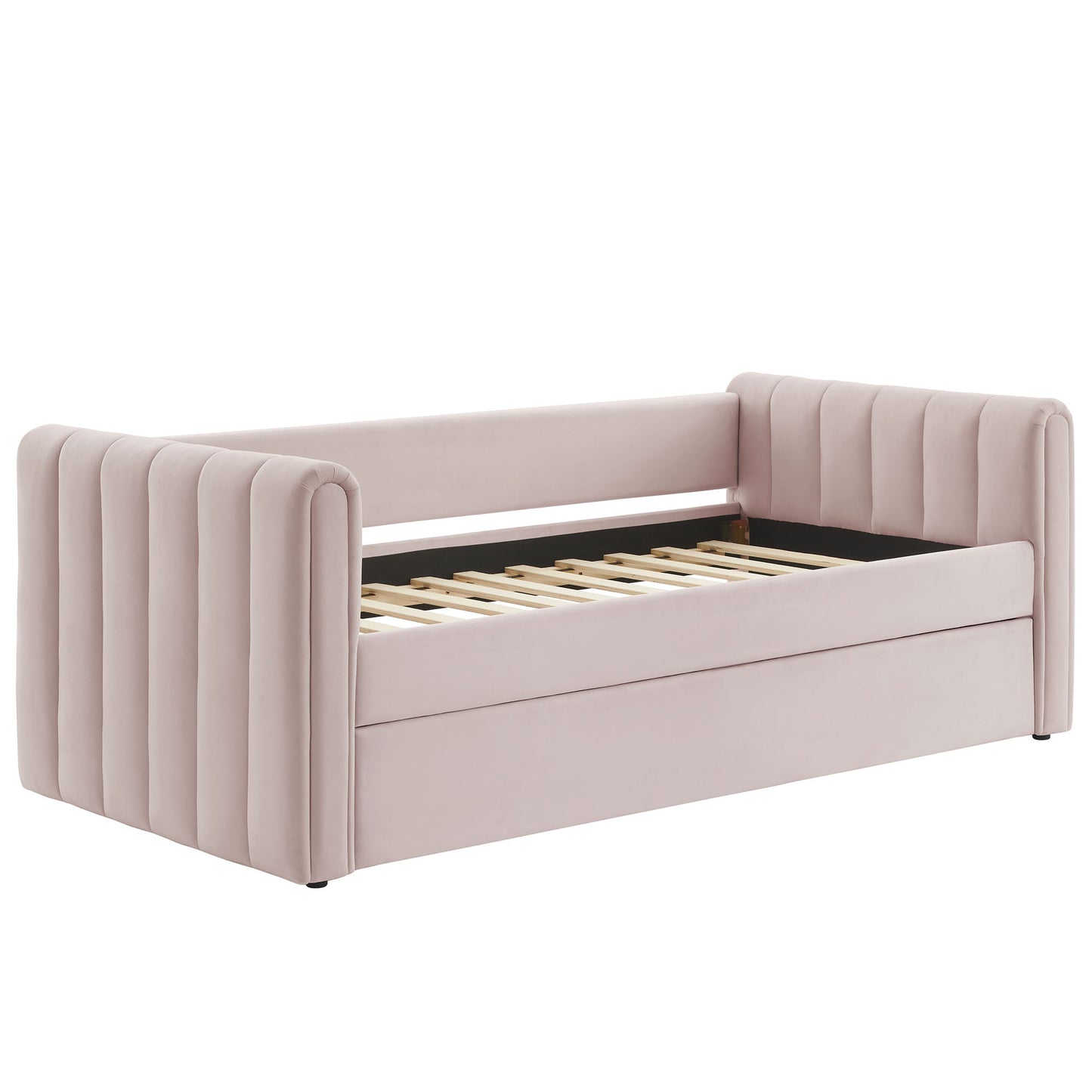 Veyla Channel Tufted Velvet Twin Daybed With Trundle