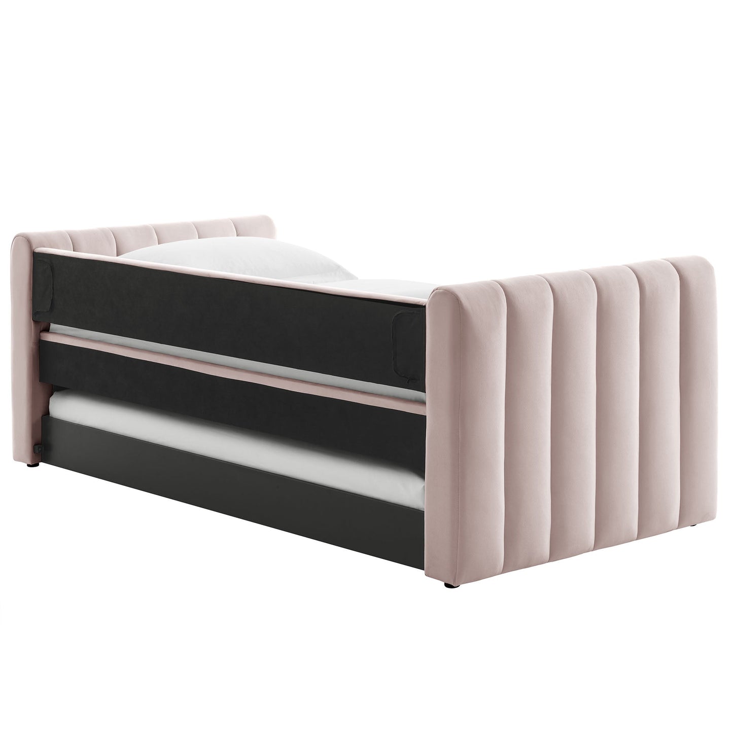 Veyla Channel Tufted Velvet Twin Daybed With Trundle