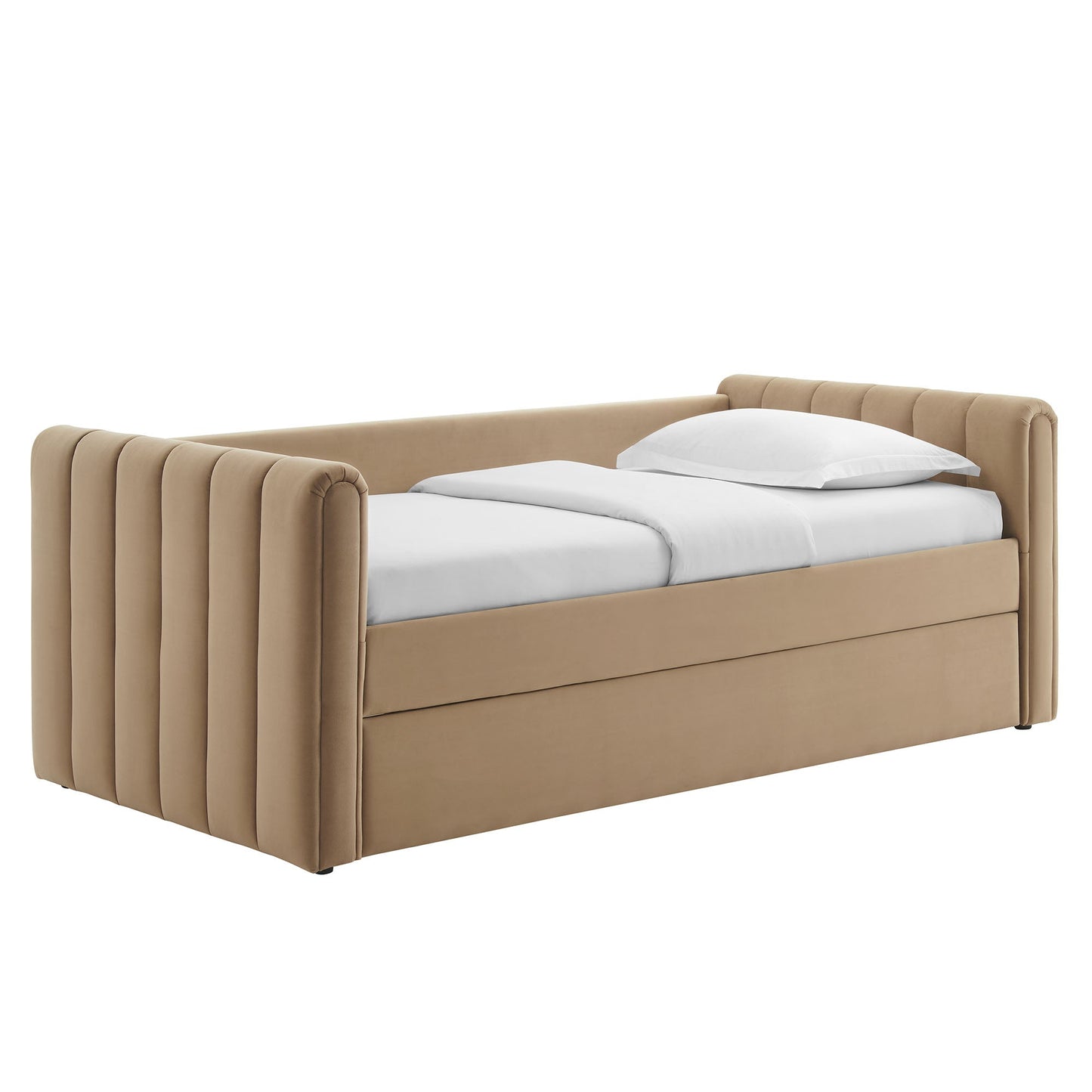 Veyla Channel Tufted Velvet Twin Daybed With Trundle