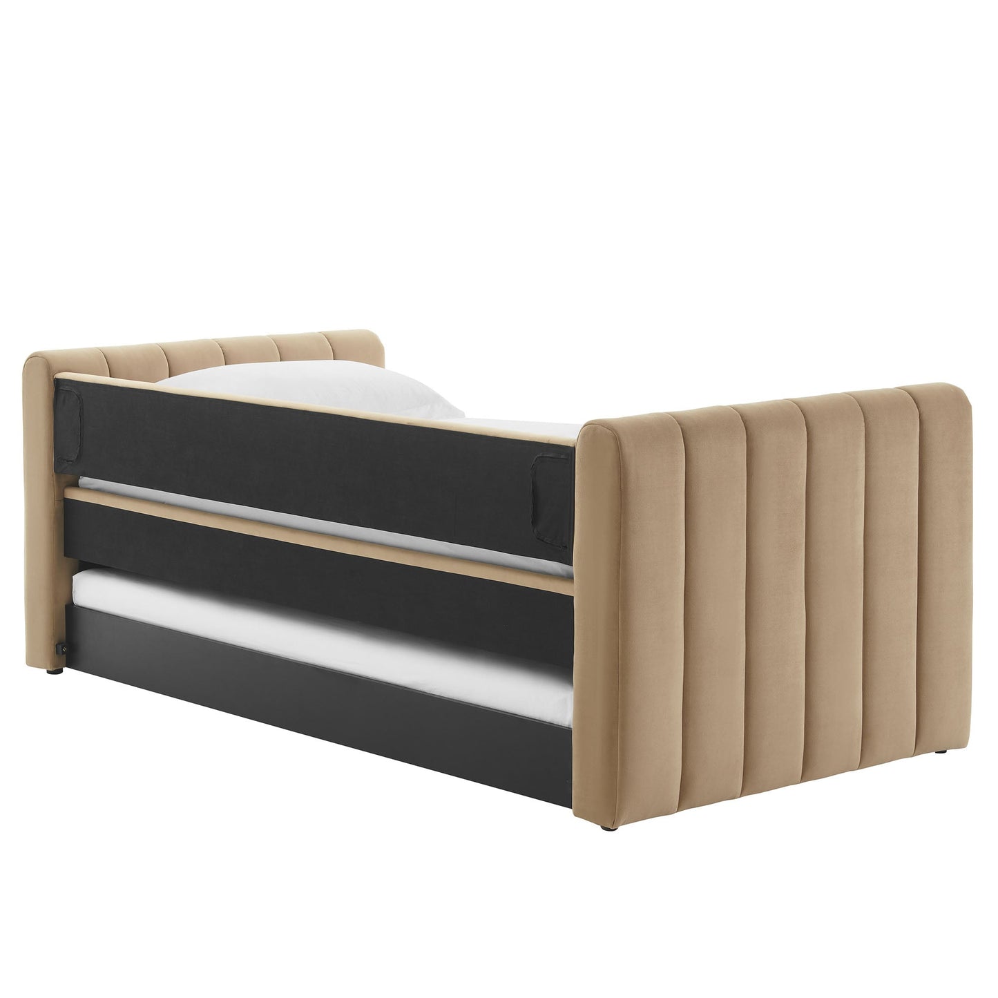Veyla Channel Tufted Velvet Twin Daybed With Trundle