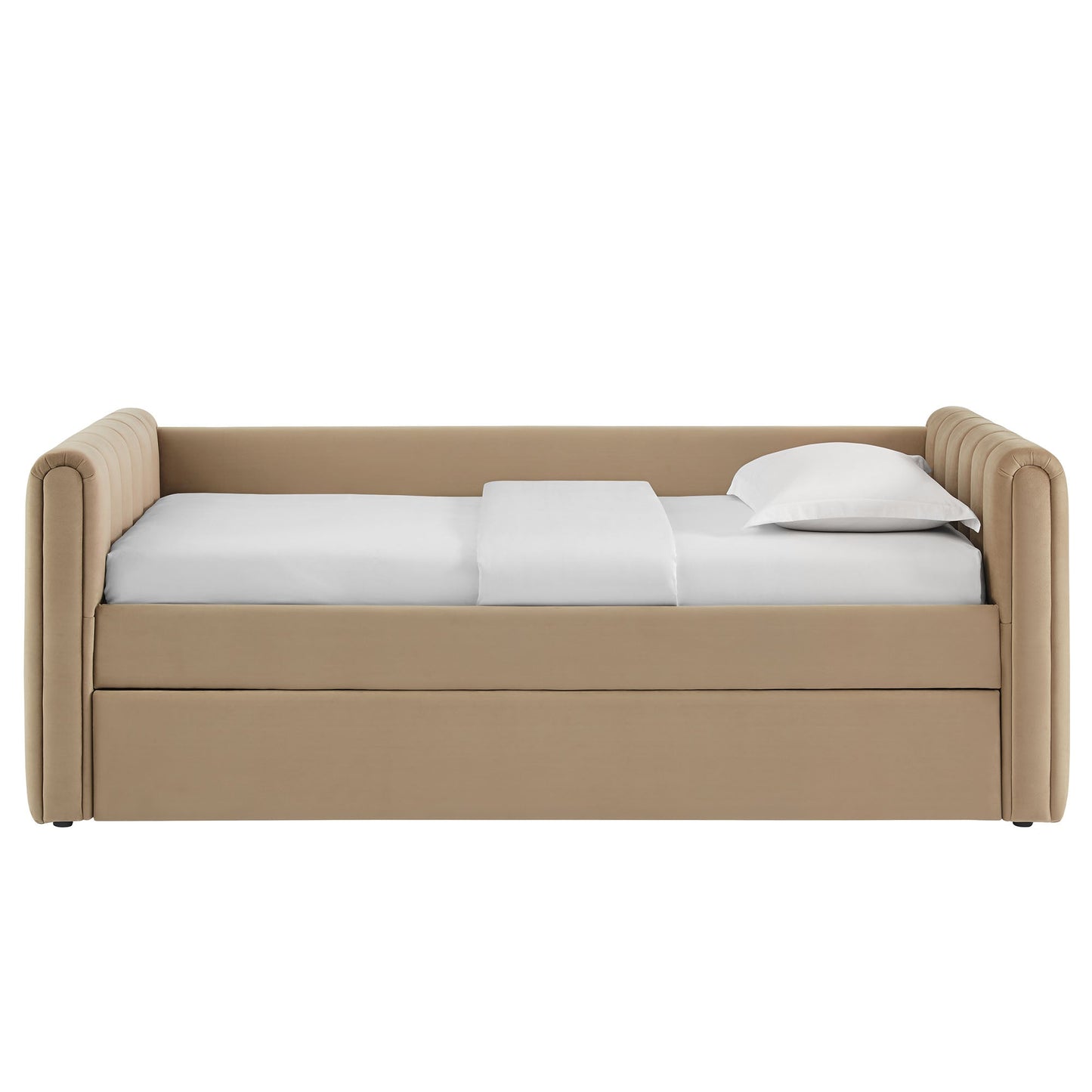 Veyla Channel Tufted Velvet Twin Daybed With Trundle